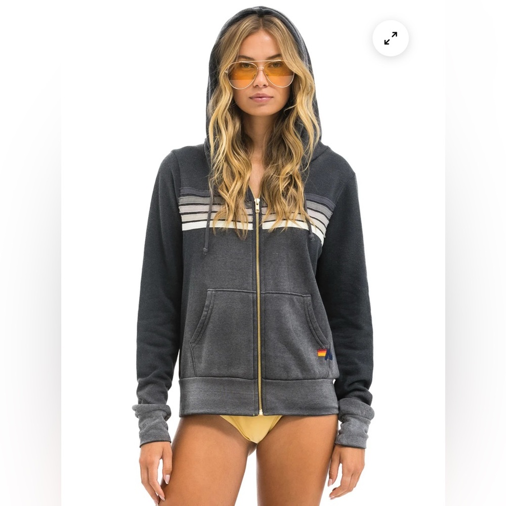 Aviator nation fade zip black/grey Hoodie with 5 stripes size small